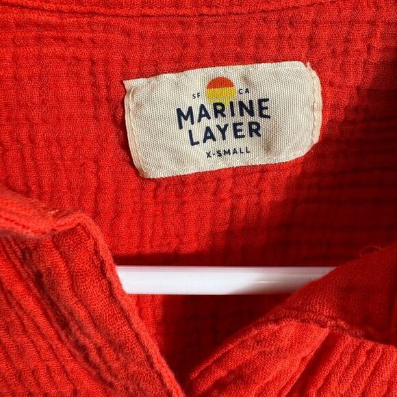 Marine Layer Waffle Knit Long Sleeve Button Down Top - Picture 3 of 4